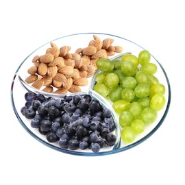 NUTRIUPS Glass Divided Plate Round Glass compartment Plate Glass Plate with dividers for Lunch Glass Sectional Dish, 10In