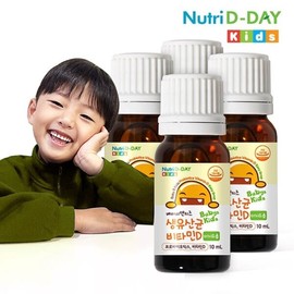 Nutri D Day Baby&Kids Raw Lactobacillus Vitamin D Easy Drop 4 Bottles Total 40ml / 뉴트리디데이 베이비앤키즈 생유산균 비타민D 이지드롭 4병 총40ml