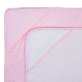 2 x Hooded Baby Towel Soft 100% Cotton Bath Wrap Pack of Two Towels, Pink & White