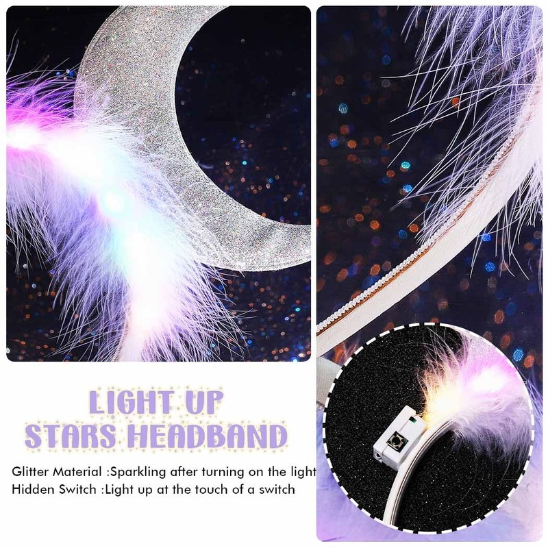 GORTIN Light up Star Moon Headbands LED Headpiece Costume Hair