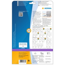 HERMA 4830 Ordnerrücken Etiketten lang schmal, 25 Blatt, 38 x 297 mm, 5 pro A4 Bogen, 125 Stück, selbstklebend, bedruckbar blickdicht Inkjet Ordneretiketten Rückenschilder Spezialpapier Aufkleber weiß