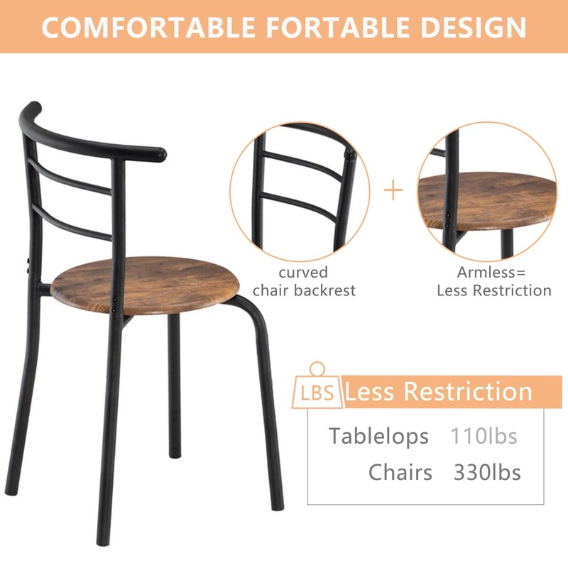 FCH 3 Piece Small Dining Table Set for 2, Oval