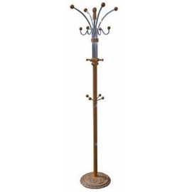 685OAK Six Foot Wood and Chrome Coat Rack Oak Finish