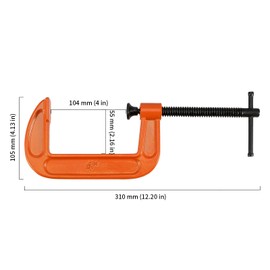 HEIHAK 8 Pieces 4 Inch C Clamp Set, Orange Malleable Iron C-Clamps with 4" Jaw Opening and 2-1/4" Throat Depth, Heavy Duty C-clamps for Woodworking Welding Building Fastening Parts Assembly