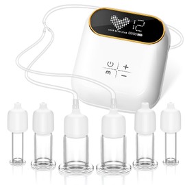 Rolevin 6Pcs Electric Facial Cupping Therapy Set Glass, 3 in 1 Gua Sha Facial Tools Face Cupping Massage for Eye Neck Skin Care, 3 Size Vacuum Suction Cups for Cellulite, Puffiness Reduction