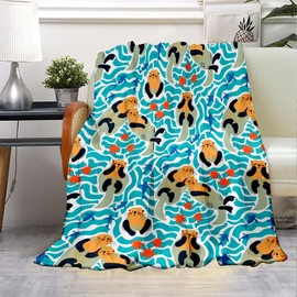 Lovely Sea Otter Blankets Throw Blanket for Couch Fleece Blanket,Otter Plush Soft Throw Blanket Otter Gifts 50X60 in