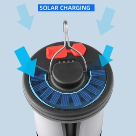 Solar Campsite Lantern 3-Leaf LED Camping Light Foldable Outdoor Emergency Light Tent Lamp Portable Rechargeable Flashlight with 6 Light Modes for Home Camping Picnic Fishing