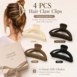 4 Pcs Hollowed Out Curved Shark Hair Clips, Non-Slip With Strong Grip for Women and Girls Thick Thin Hair