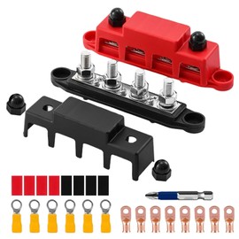 Pack of 2 Busbar Distribution Block with 4 x M8 Terminal Bolts - 12V-48V DC Bus Bars Distribution Block 250A BusBar Box for Car RV Boat Yacht