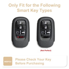 For Honda CRV Key Fob Cover 2026, Golden Key Shell for Civic HRV Pilot Accord 2025, Smart Key Case with Leather Keychain 2024, Car Accessories Bling (BT5B White)