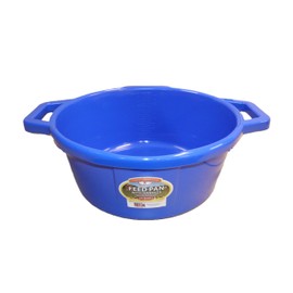 Little Giant® Feed Pan with Handles - 22 Quart - Heavy Duty Plastic Livestock Feeder and Waterer Pan Bucket Tub - Blue