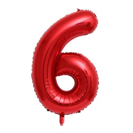 Pfylinqo 40 Inch Jumbo Red 0-9 Numbers Balloons, Number 6 Digit 6 Helium Balloons, Mylar Foil Balloons for Girl Boy Birthday Party Celebration Wedding Anniversary Decorations Supplies