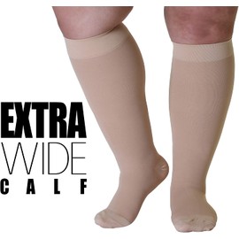 Mojo Compression Socks 6XL Plus Size Compression Stockings Extra Wide Calf Unisex - Closed Toe 20-30mmHg - XXXXXX-L Beige AB201BE9