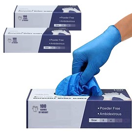 PANKTI Surgicals Powder Free Nitrile Gloves, Food Grade, Hand Disposable Gloves - 200 Count - Blue (200, Medium)