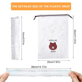 Amfrpar Pack of 200 Reusable Food Storage Bags for Food Cling Film with Elastic Sealing Bags Food Cover Elastic Cover for Bowl Plates