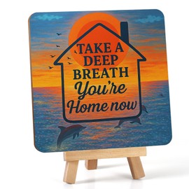 Home Desk Decor Sign Farmhouse Rustic for Office Living Room Kitchen Bathroom Rural Spaces Cute Desk Accessories Country Lovers Gifts Take A Deep Breath Shelf Decorations Funny Signs