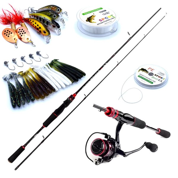 trifyd ® Fishing – Trout and Reel Fishing Rod + Lures and Accessories Included, Ultra Light Complete Trout Fishing Set (Rod + Reel + Lures + Accessories)