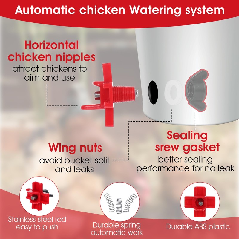 12 Pcs Horizontal Chicken Waterer Nipples, Automatic Poultry Watering System