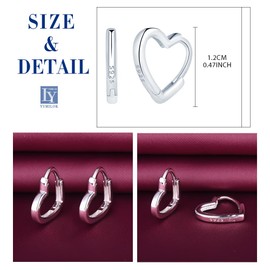 Yumilok Heart From Earrings Women's Hoop Earrings Silver 925 Women's Stud Earrings for Women Girls, Sterling Silver
