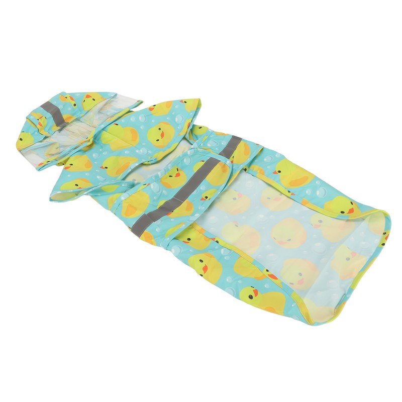 Pet Rain Jacket Duckling Pattern Waterproof Reflective Adjustable 4 Legs