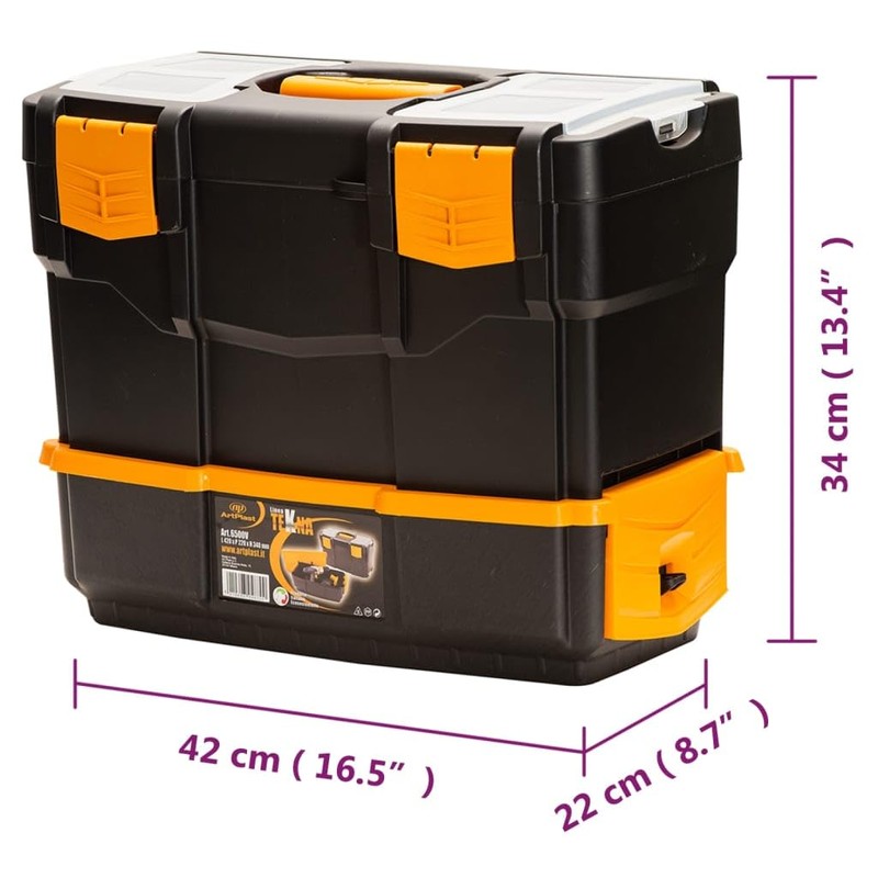 CHARMMA Tool Box 16.5"x8.7"x13.4" PP, Hardware Accessories