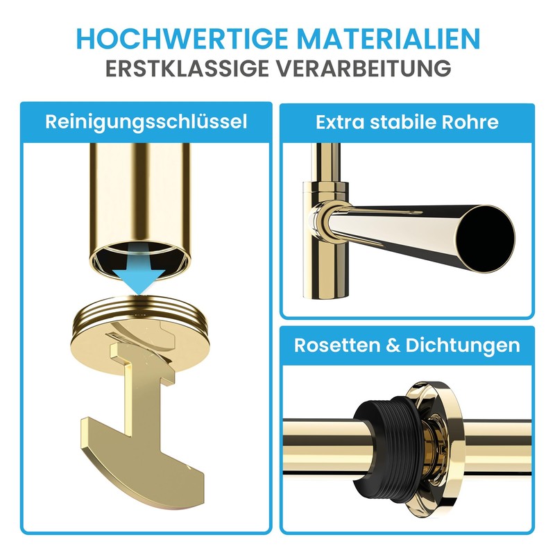 B?chlein B?chlein Design Siphon Universal fr Waschbecken & Waschtisch [Gold]