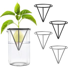 Soporte Para Germinador De Semillas De Aguacate Para Frasco Mason De Boca Ancha 4 Piezas, Soporte Triangular De Metal Negro Para Familia, Amigos Y Entusiastas De La Jardinería