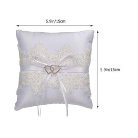 Ciieeo Wedding Ring Pillow - White Lace, Polyester - 15.00X15.00X4.50cm - Ring Bearer Cushion