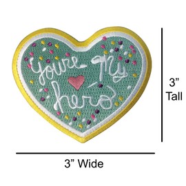 You're My Hero Cute Cookie Full Heart Video Game Movie Parody - Iron on Embroidered Patch Applique (Full Heart)