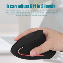 fo sa Ajustable dpi Izquierdo 2.4GHz Plug & Play Inalámbrico Ahorro de energía Ratón óptico Vertical ergonómico con Receptor Nano USB, para PC computadoras Macbooks, etc