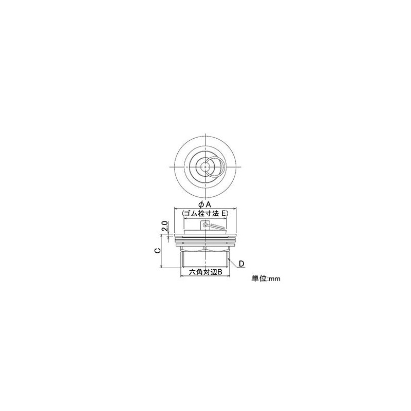 Kakudai Bath Stopper with Rubber Stopper and Back Thread 4121-30