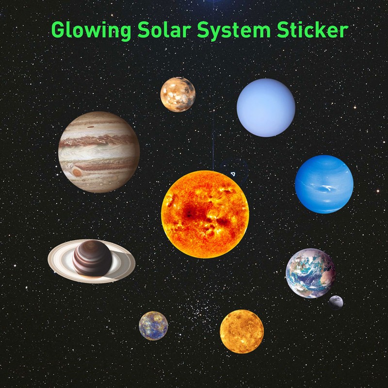 Luminous Solar System Themed Glowing Wall Sticker Home Decor for