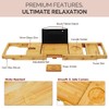 Foldable Bamboo Bathtub Tray Caddy - Expandable Bath Tray for