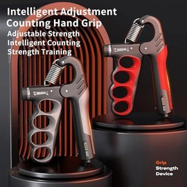 Entrenador de fuerza de agarre, fortalecedor de agarre de mano con resistencia ajustable 12-200 libras (5-100 kg), contador automático, diseño ergonóm