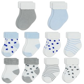 ZERULETS Baby Boys Girls Socks Newborn Thick Terry Warm Socks 10 Pairs Toddler Winter Cute Cotton Ankle Crew Socks for 6-12 Months