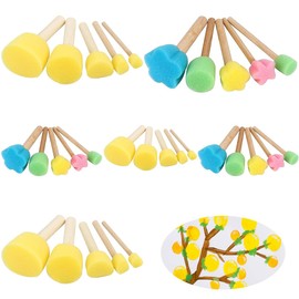 Sponge Brush, 27 Pieces Child Painting Sponge Brush Set Made of Foam Sponge Dab Brush Set Foam Dabbing Brush for Painting Craft Ceramic DIY Painting Tools Pack