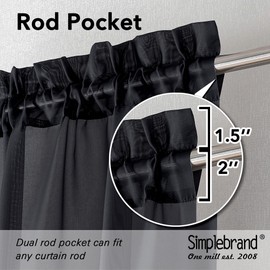 Simplebrand Black Valances 14 Inches Long for Living Room Pocket 2 Panel Light Filtering Sheer Translucent Valence Toppers for Window Kitchen Bathroom Bedroom 42x14 Inch Length