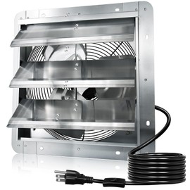 Hiorucet 7 Inch Shutter Exhaust Fan Wall Mounted with 1.8 Meters Power Cord, 760CFM Low Noise Aluminum Louvered Exhaust Fan for Greenhouse, Garage, Shop, Attics, Shed, Chicken Coop Ventilation Fan.