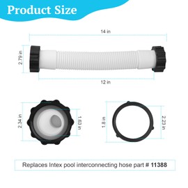 11388 Pool Sand Filter Pump Hose, 14 Inch Interconnecting Hose for Intex Sand Filter & Saltwater Systems, 1.5" Diameter Leakproof Replacement for Above Ground Pumps