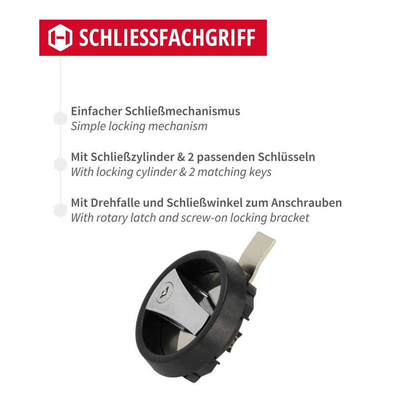 Gedotec Caravan Lock | 1 Set Rotating Bolt Lock Silver