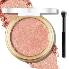 FREEORR Baked Highlighter Powder Palette, Makeup Highlighter Powder Palette Sheer Shimmering Finish Face Highlighters Makeup Iluminadores de Maquillaje #05 Gold Brown