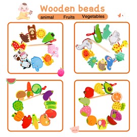 Birthday Gifts for 18-36 Month Girls Kids, Toddlers Wooden Learning Threading Toys for Girl Boys Baby Age 1 2 3 Kids Gift Educational Montessori Toy for 2 3 4 Year Olds Girls Presents Toddler