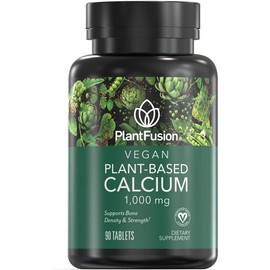 PlantFusion Vegan Calcium, Premium Plant Based Calcium (1000mg) Sourced from Icelandic Red Algae, Plus Magnesium, D3, K2, and Boron, 90 Vegan Tablets