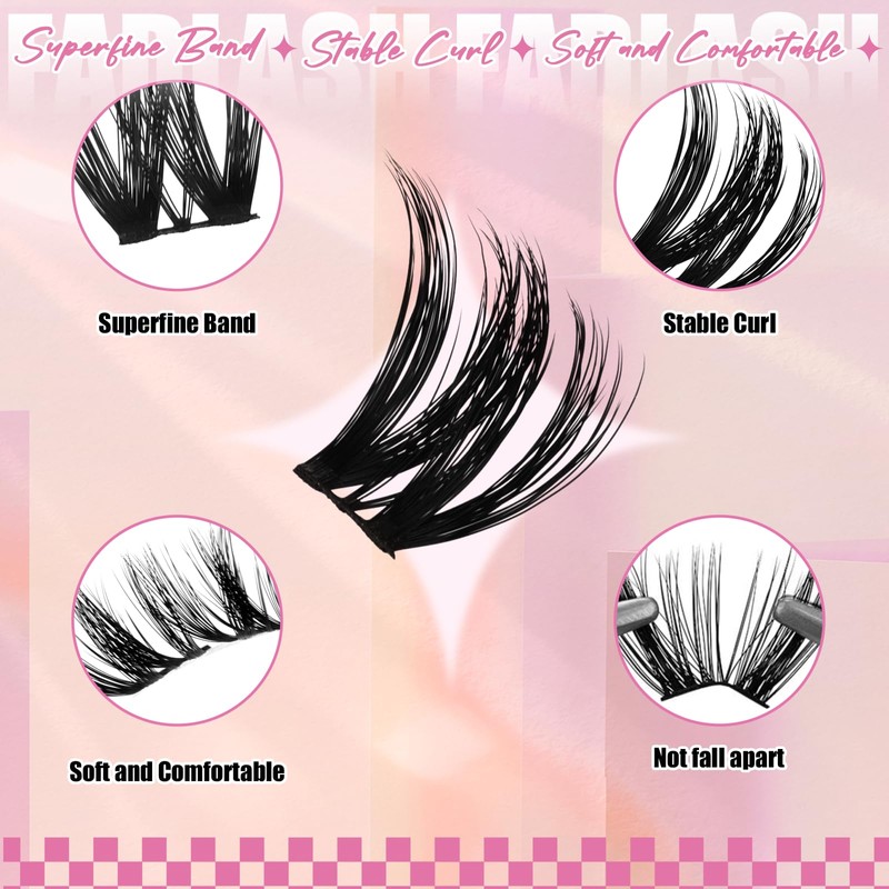 FADLASH Lash Clusters Natural Eyelash Clusters 168Pcs Individual Wispy Lash