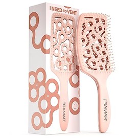 FRAMAR Cepillo para El Cabello Con Ventilación Profesional - Cepillo de Pelo Curvo de Paleta para Secado Por Soplado, Cepillo de Paleta Húmeda para Mujeres, Secado Por Soplado