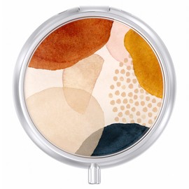 Aiawoxc Pill Case, Cute Travel Pill Box for Purse, Moisture ​Proof Small Pill Holder, Portable Pocket Pill Organizer Dispenser ​to Hold Vitamins, Cod Liver Oil and Supplements(Simple Abstract Art)