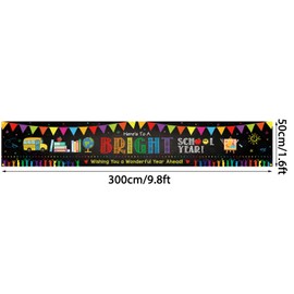 JKQ Here’s to a Bright School Year Banner 120 x 20 Inch Colorful Welcome Back to School Yard Sign Kindergarten Preschool First Day of School Party Decorations Fence Gate Yard Outdoor Decorations