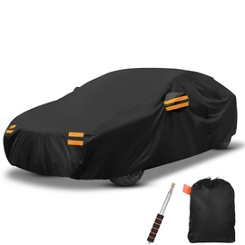 Zorntorix Car Covers, 420D Heavy Duty Car Covers, Waterproof 6000Pa Full Exterior Covers, Outdoor Car Cover Waterproof All Weather with Zipper, Mirror Pocket for Sedan (Fits Up to 193" Length)