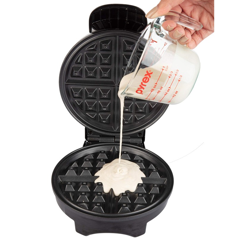 Belgian Waffle Maker- Non-Stick 7" Waffler Iron w Adjustable Browning