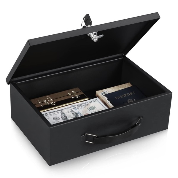 KYODOLED Fireproof Document Box with Key Lock,Safe Storage Box for